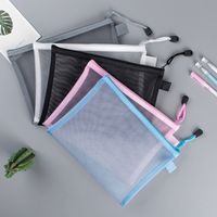 A4a5 Transparent Nylon Mesh File Bag Zipper Test Paper Information Bag Buggy Bag Office Student Pencil Case Subject Bag main image 1