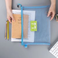 A4a5 Transparent Nylon Mesh File Bag Zipper Test Paper Information Bag Buggy Bag Office Student Pencil Case Subject Bag main image 2