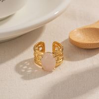 Ig Style Casual Oval Stainless Steel Plating Hollow Out Inlay Crystal 18k Gold Plated Open Rings main image 5