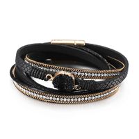 Ethnic Style Simple Style Round Pu Leather Layered Inlay Artificial Crystal Women's Bangle sku image 3