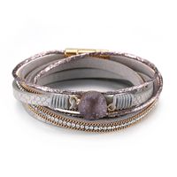 Ethnic Style Simple Style Round Pu Leather Layered Inlay Artificial Crystal Women's Bangle main image 3