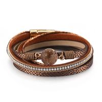 Ethnic Style Simple Style Round Pu Leather Layered Inlay Artificial Crystal Women's Bangle sku image 2