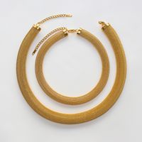 304 Stainless Steel 18K Gold Plated Streetwear Plating Solid Color Bracelets Necklace main image 1