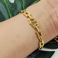 304 Stainless Steel 18K Gold Plated Lady Plating Square Bracelets Necklace main image 5