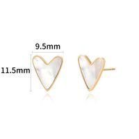 1 Pair Simple Style Heart Shape Plating Inlay Stainless Steel Shell Gold Plated Ear Studs main image 3