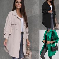 Women's Casual Solid Color Pocket Single Breasted Coat Woolen Coat main image 6