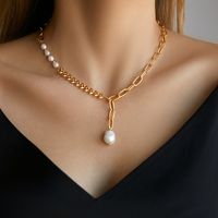 Lady Leaf Freshwater Pearl Shell Pearls Copper Beaded Pendant Necklace main image 1