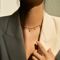Retro Einfacher Stil Geometrisch Kupfer Perlen Emaille Überzug 18 Karat Vergoldet Halskette sku image 9