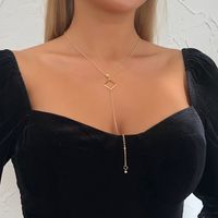 Modern Style Simple Style Rhombus Artificial Rhinestones Alloy Wholesale Pendant Necklace Long Necklace main image 3