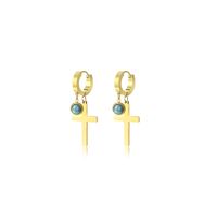 1 Pair Lady Simple Style Cross Plating Inlay 304 Stainless Steel Turquoise Drop Earrings main image 2