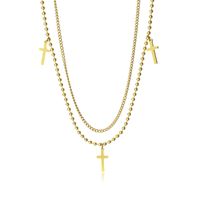 304 Stainless Steel Simple Style Streetwear Plating Cross Double Layer Necklaces main image 2