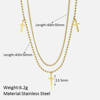 304 Stainless Steel Simple Style Streetwear Plating Cross Double Layer Necklaces sku image 1