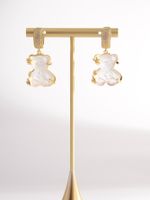 1 Pair Simple Style Bear Inlay Copper Rhinestones 18k Gold Plated Drop Earrings main image 5