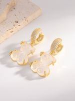 1 Pair Simple Style Bear Inlay Copper Rhinestones 18k Gold Plated Drop Earrings main image 3