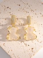 1 Pair Simple Style Bear Inlay Copper Rhinestones 18k Gold Plated Drop Earrings main image 4