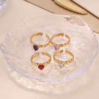 Glam Luxurious Stainless Steel Plating Inlay Zircon 18k Gold Plated Open Rings main image 6