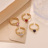 Glam Luxurious Stainless Steel Plating Inlay Zircon 18k Gold Plated Open Rings main image 1