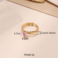 Glam Luxurious Stainless Steel Plating Inlay Zircon 18k Gold Plated Open Rings sku image 2