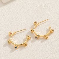 1 Pair Elegant Solid Color Plating Inlay Copper Zircon 14k Gold Plated Ear Studs sku image 2
