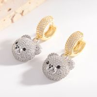 1 Pair Cute Bear Plating Inlay Copper Rhinestones 18k Gold Plated Drop Earrings main image 9