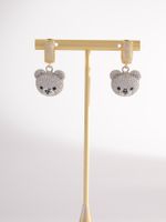 1 Pair Cute Bear Plating Inlay Copper Rhinestones 18k Gold Plated Drop Earrings main image 5