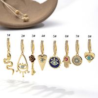 1 Piece Belly Rings Ethnic Style Devil'S Eye Heart Shape Snake Copper Inlay Turquoise Zircon main image 1