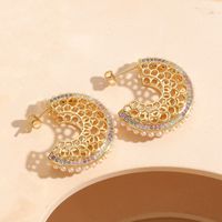 1 Pair Elegant Classic Style Geometric Asymmetrical Plating Inlay Copper Zircon 14k Gold Plated Earrings sku image 4