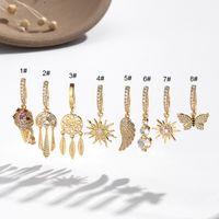 1 Piece Belly Rings Retro Dreamcatcher Wings Butterfly Copper Inlay Zircon main image 1