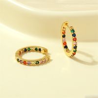 1 Pair Simple Style Circle Plating Inlay Copper Zircon 18k Gold Plated Hoop Earrings main image 1