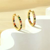 1 Pair Simple Style Circle Plating Inlay Copper Zircon 18k Gold Plated Hoop Earrings main image 6
