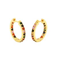 1 Pair Simple Style Circle Plating Inlay Copper Zircon 18k Gold Plated Hoop Earrings main image 4