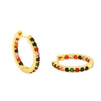 1 Pair Simple Style Circle Plating Inlay Copper Zircon 18k Gold Plated Hoop Earrings main image 2