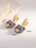 1 Pair Shiny Bear Inlay Copper Rhinestones 18k Gold Plated Drop Earrings main image 5