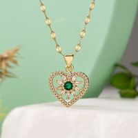 Simple Style Commute Heart Shape Copper Plating Inlay Zircon 18k Gold Plated Pendant Necklace main image 1