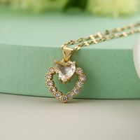 Simple Style Commute Heart Shape Copper Plating Inlay Zircon 18k Gold Plated Pendant Necklace sku image 1