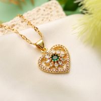 Simple Style Commute Heart Shape Copper Plating Inlay Zircon 18k Gold Plated Pendant Necklace main image 2