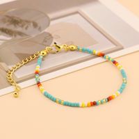 Wholesale Jewelry Handmade Color Block Glass Metal Beaded Bracelets main image 6