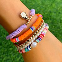 Wholesale Jewelry Vacation Simple Style Round Ccb Imitation Pearl Soft Clay Beaded Bracelets main image 1