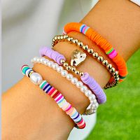 Wholesale Jewelry Vacation Simple Style Round Ccb Imitation Pearl Soft Clay Beaded Bracelets main image 5
