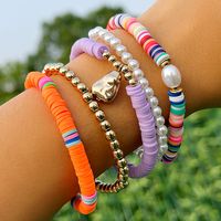 Wholesale Jewelry Vacation Simple Style Round Ccb Imitation Pearl Soft Clay Beaded Bracelets sku image 1