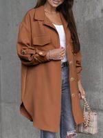Women's Casual Solid Color Pocket Single Breasted Coat Woolen Coat main image 5