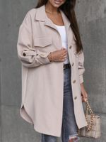 Women's Casual Solid Color Pocket Single Breasted Coat Woolen Coat sku image 20