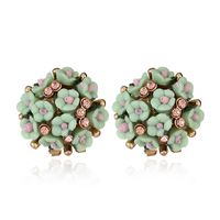 1 Pair Elegant Lady Rose Petal Inlay Ceramics Rhinestones Ear Studs main image 5