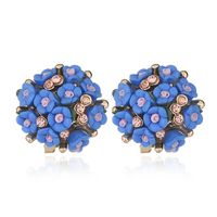 1 Pair Elegant Lady Rose Petal Inlay Ceramics Rhinestones Ear Studs main image 6