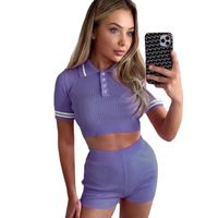 Women's Sexy Solid Color Spandex Polyester Shorts Sets main image 3