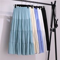 Summer Spring Casual Solid Color Cotton Maxi Long Dress Skirts main image 1