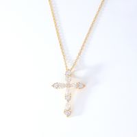 Wholesale Hip-Hop Retro Cross 304 Stainless Steel Copper Plating Inlay K Gold Plated Zircon Pendant Necklace sku image 10