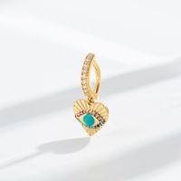 1 Piece Belly Rings Ethnic Style Devil'S Eye Heart Shape Snake Copper Inlay Turquoise Zircon main image 4
