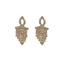 1 Pair Simple Style Tassel Plating Inlay Copper Artificial Rhinestones 14k Gold Plated Drop Earrings main image 6