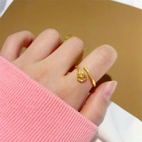 Lady Simple Style Rose Copper Open Rings main image 5